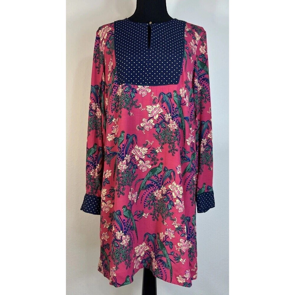 Maeve by Anthropologie Birds of Paradise Colorful Mini Dress Size 10 Tunic Boho